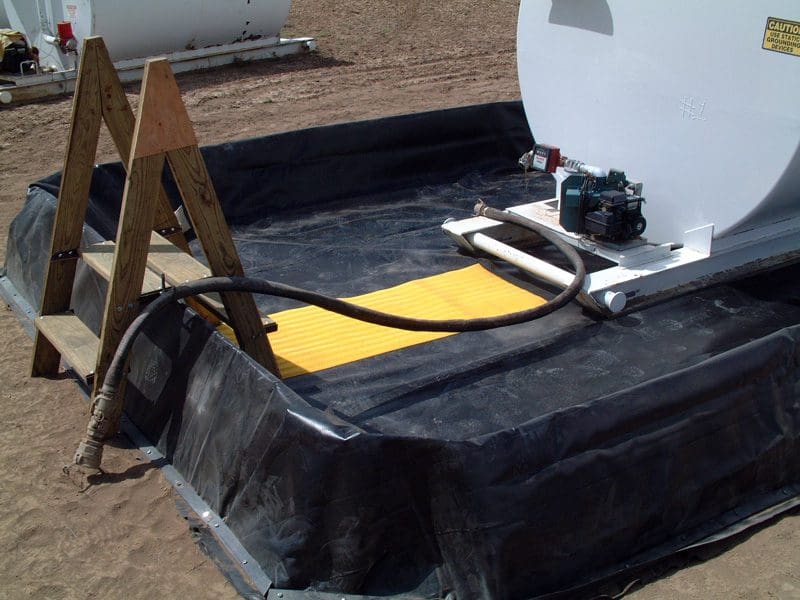 A black and yellow tarp with a hose attached to it.